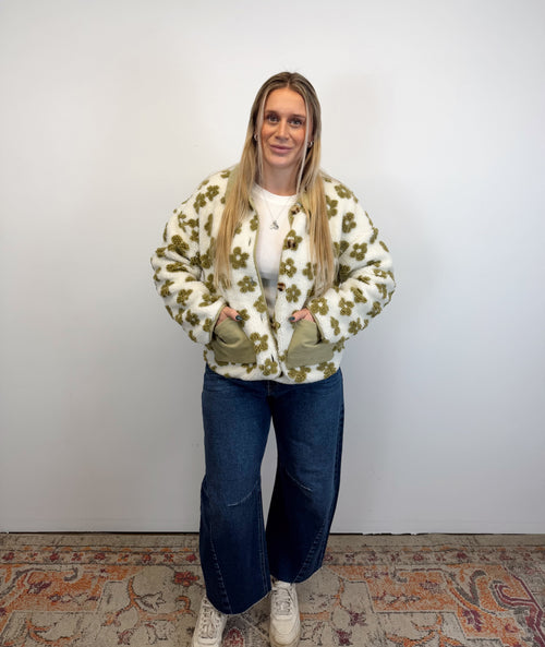 Floral Print Teddy Jacket