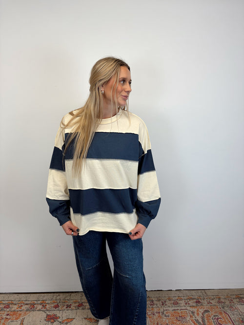 Panel Long Sleeve Slouchy Top