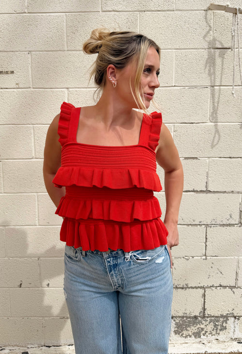 Cherry Pop Ruffle Tank
